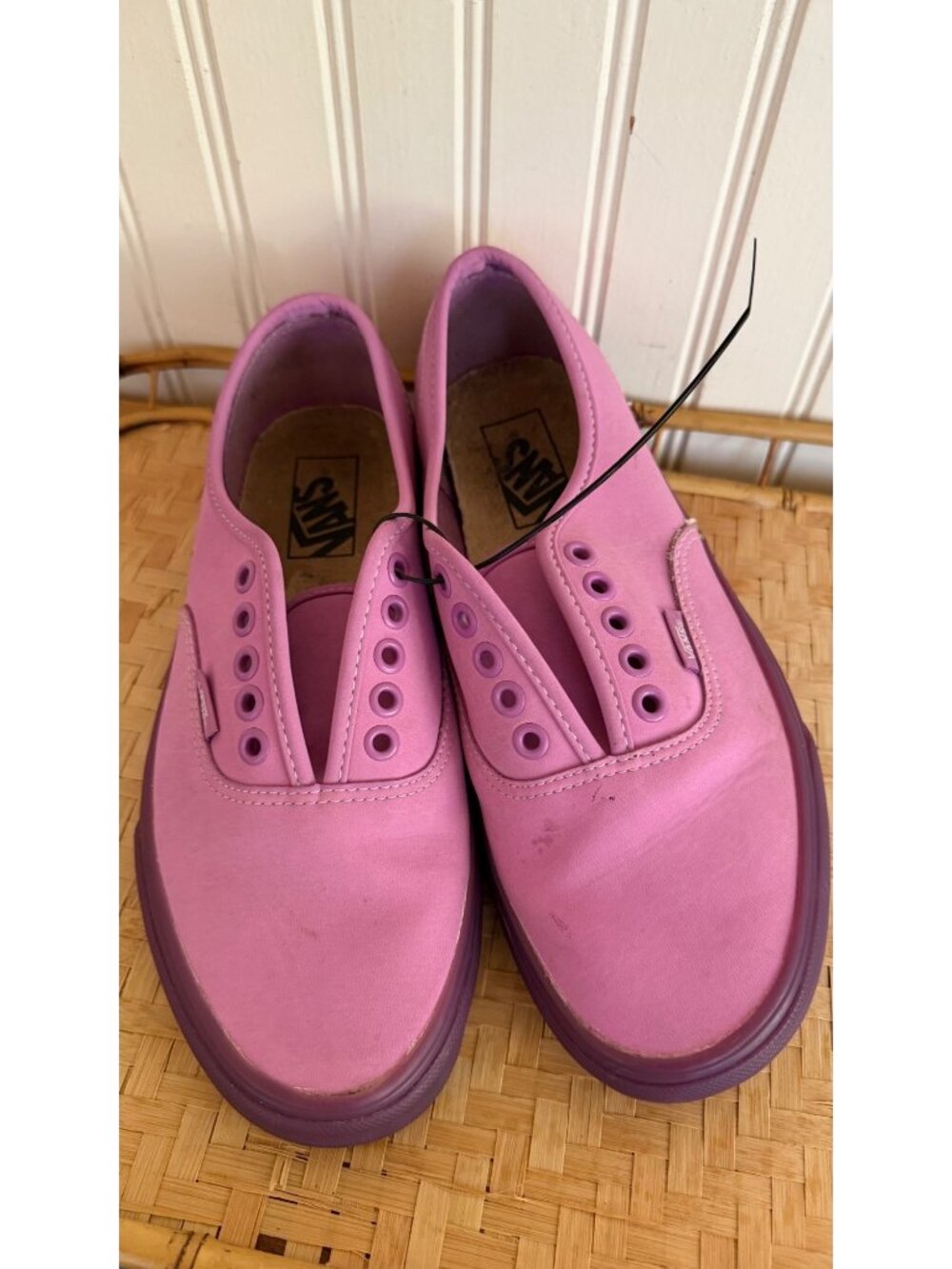 Vans Classic Slip-On Sneakers Pink Purple Sole Womens Size 9 Canvas Casual Shoes